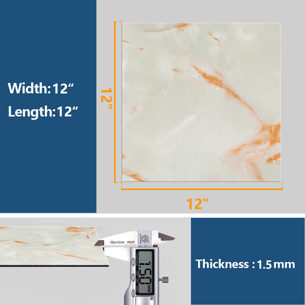 VEELIKE Cracked Yellow Marble Vinyl Floor Tiles 12''×12''