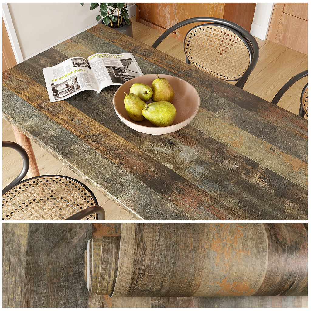 VEELIKE Weathered Brown Wood Wallpaper