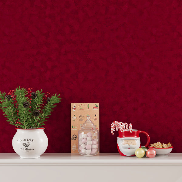 VEELIKE Crimson Red Mottled Velvet Flocking Fabric