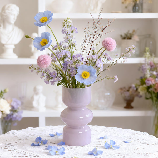 GarDream Lilac Purple Glass Vase, 7 Inch Tall