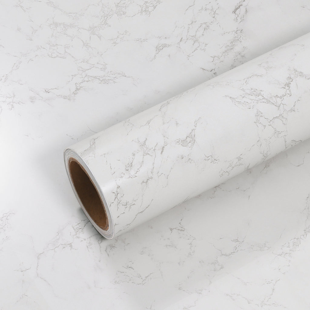 VEELIKE Matte White Grey Marble Contact Paper