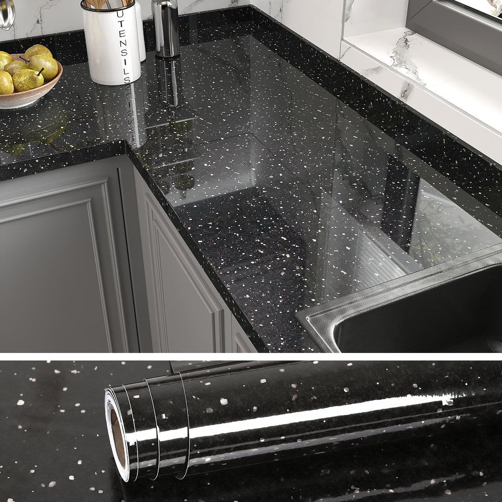 VEELIKE Black Granite Contact Paper