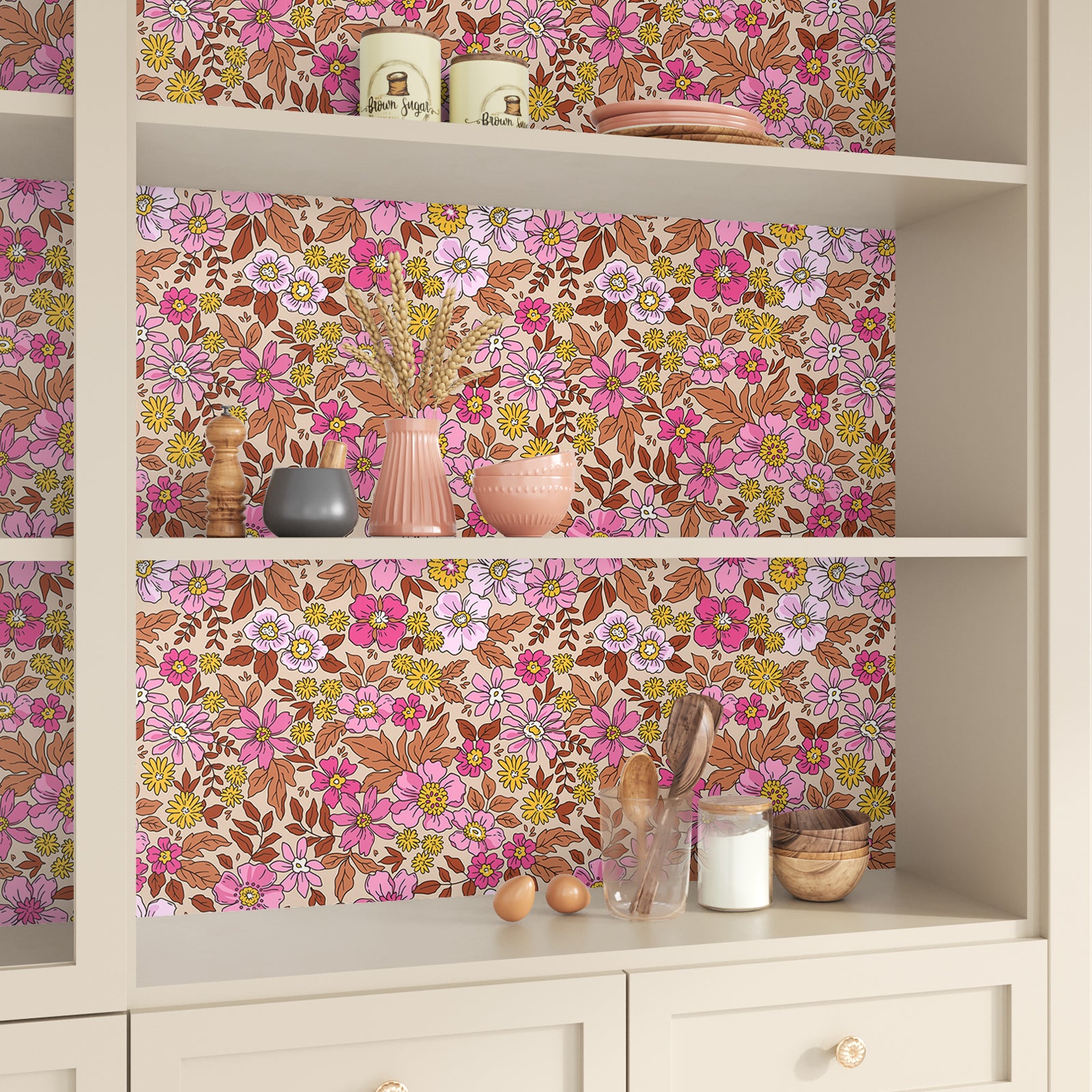 VEELIKE Hot Pink Floral Wallpaper – Veelike