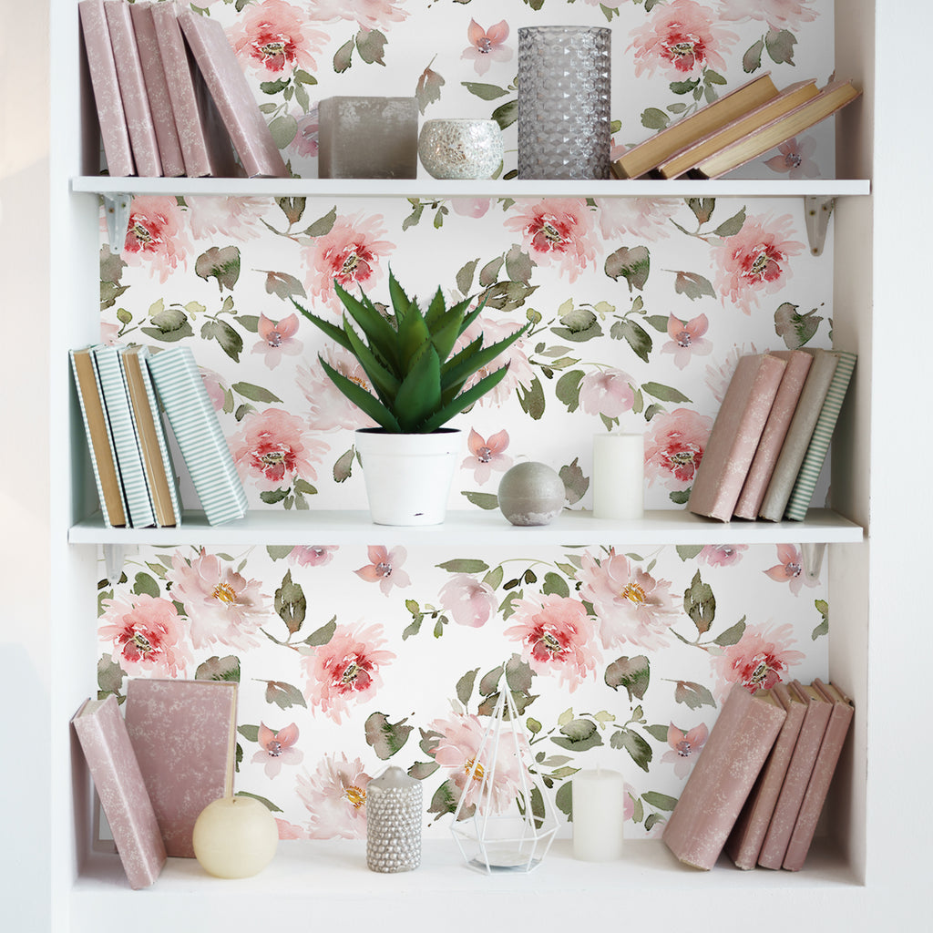 VEELIKE Soft Pink Peonies Floral Wallpaper – Veelike
