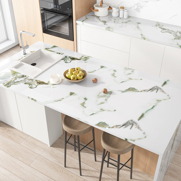 VEELIKE Green Calacatta Marble Contact Paper