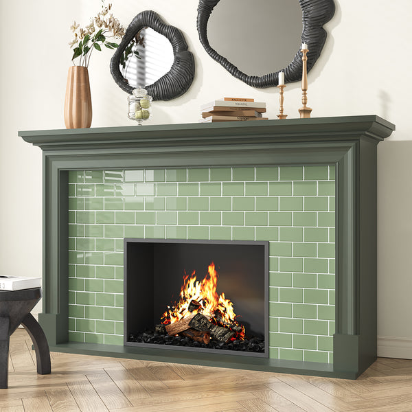 VEELIKE Sage Green Subway Backsplash Tile