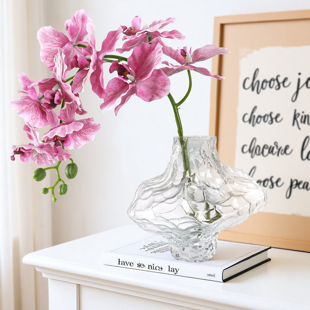 GarDream Luxury Clear Wavy Glass Vase, 6.5 Inch Tall