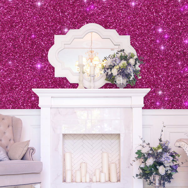 VEELIKE Hot Pink Chunky Glitter Wallpaper