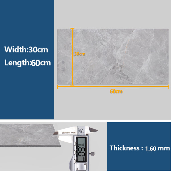 VEELIKE Dark Grey Marble Floor Tile Stickers 12''×24''