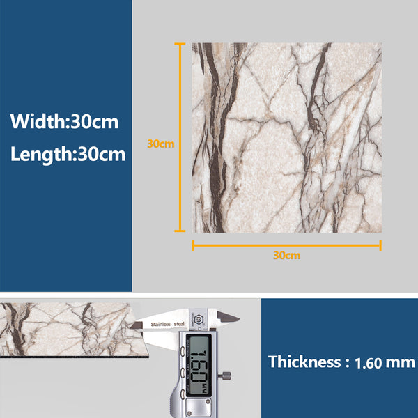 VEELIKE Grey Cracked Marble Floor Tile Stickers 12''×12''