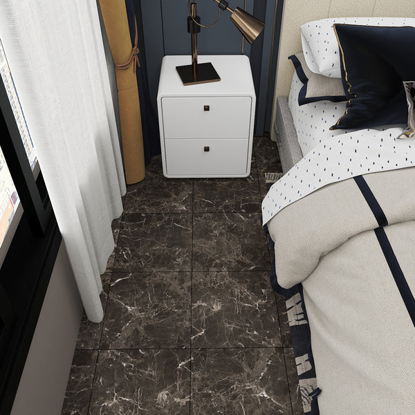 VEELIKE Dark Brown Marble Floor Tile Stickers 12''×12''