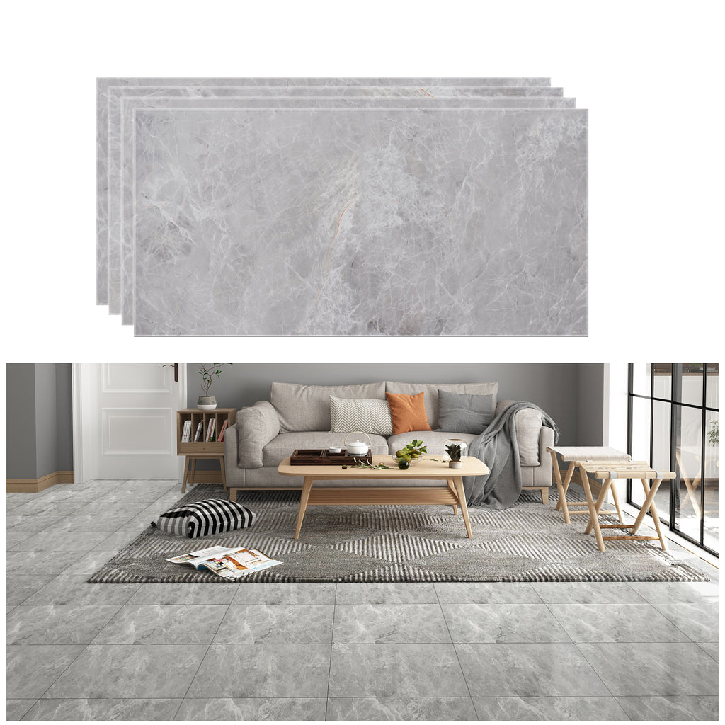 VEELIKE Dark Grey Marble Floor Tile Stickers 12''×24''