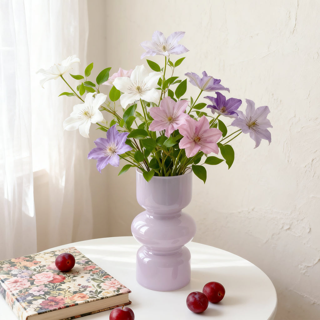 GarDream Lilac Purple Glass Vase, 7 Inch Tall