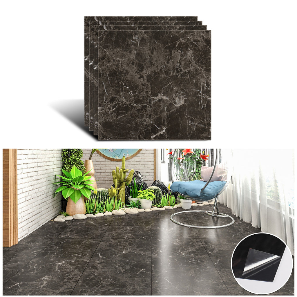 VEELIKE Dark Brown Marble Floor Tile Stickers 12''×12''