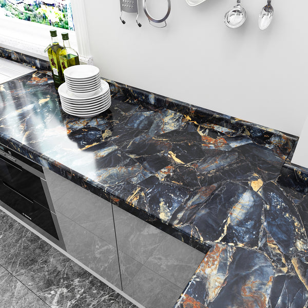 VEELIKE Navy Blue Marble Contact Paper