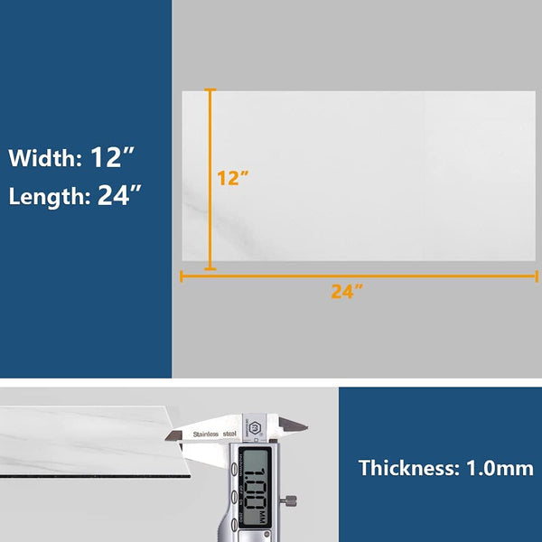 VEELIKE Grey White Marble Floor Tile Stickers 12''×24''