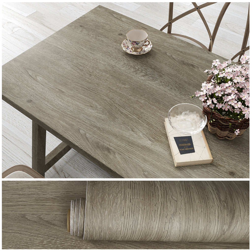 VEELIKE Taupe Oak Wood Contact Paper