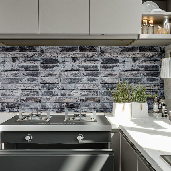 VEELIKE Grey Brick Wallpaper