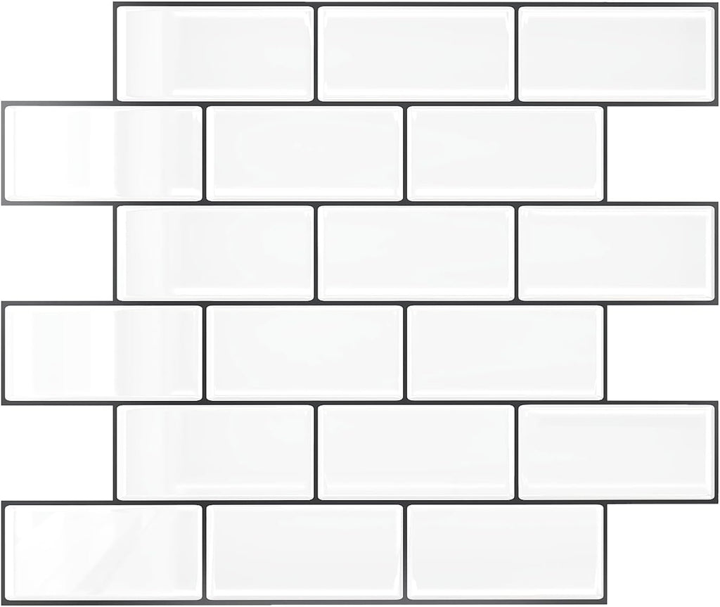 VEELIKE White Subway Backsplash Tile