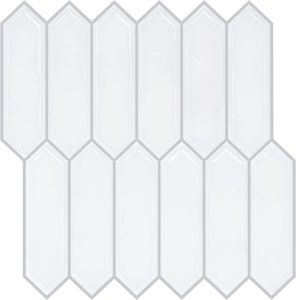 VEELIKE White Long Hexagon Peel and Stick Backsplash Tile