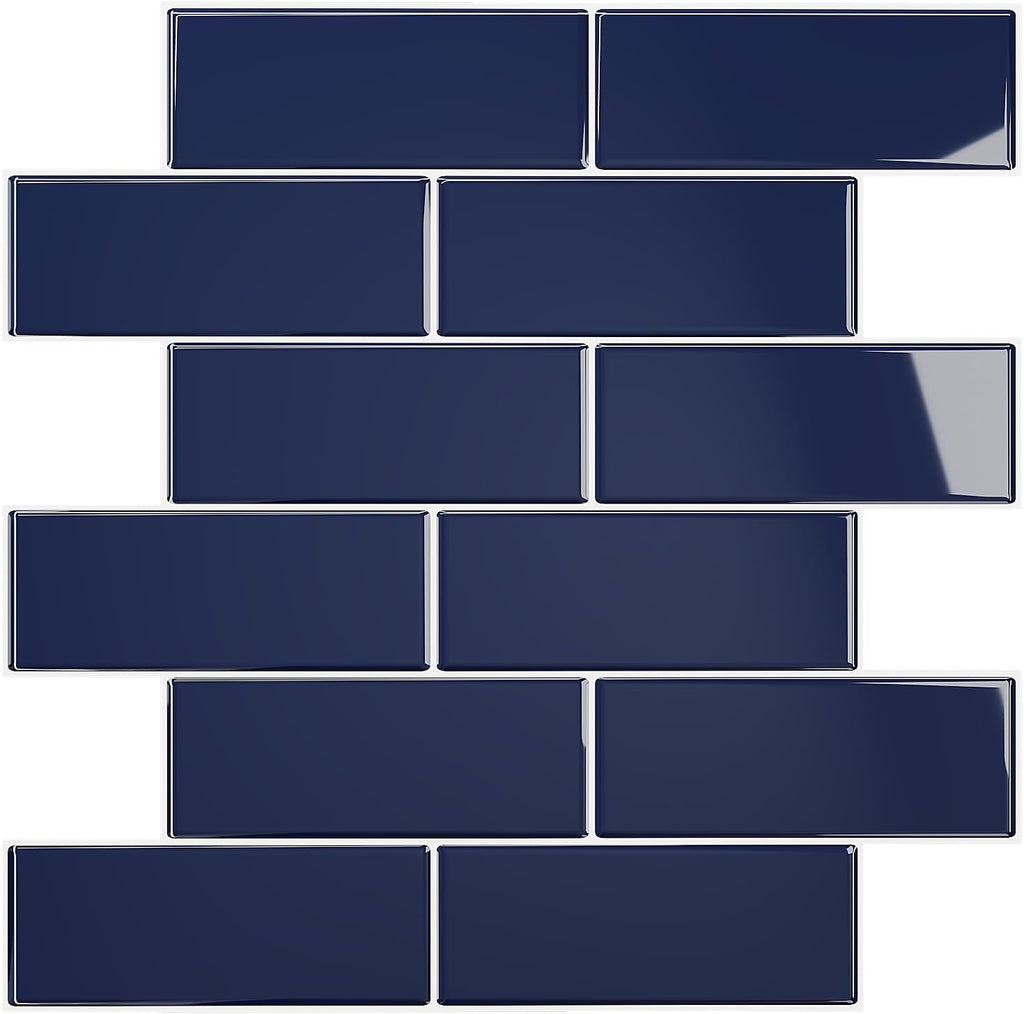 VEELIKE Navy Blue Subway Backsplash Tile