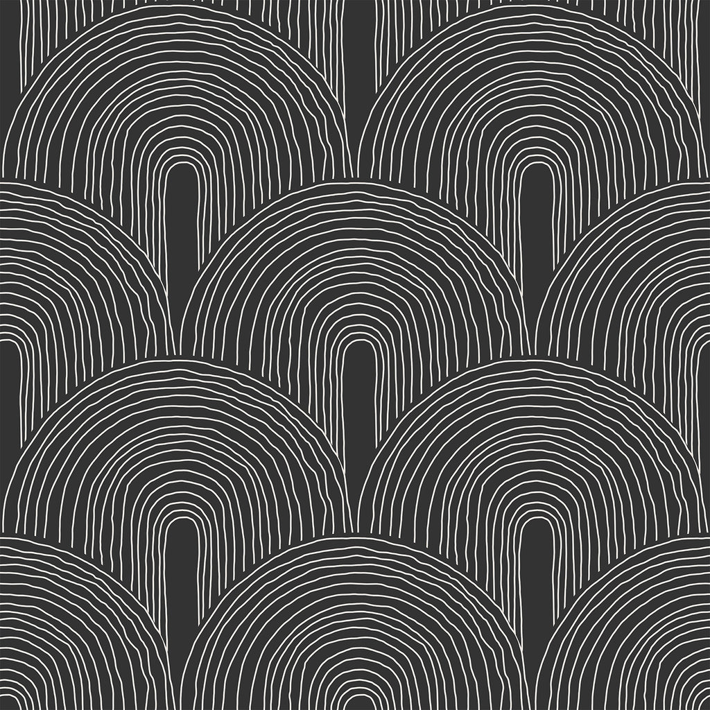 VEELIKE Black Arcs Geometric Wallpaper