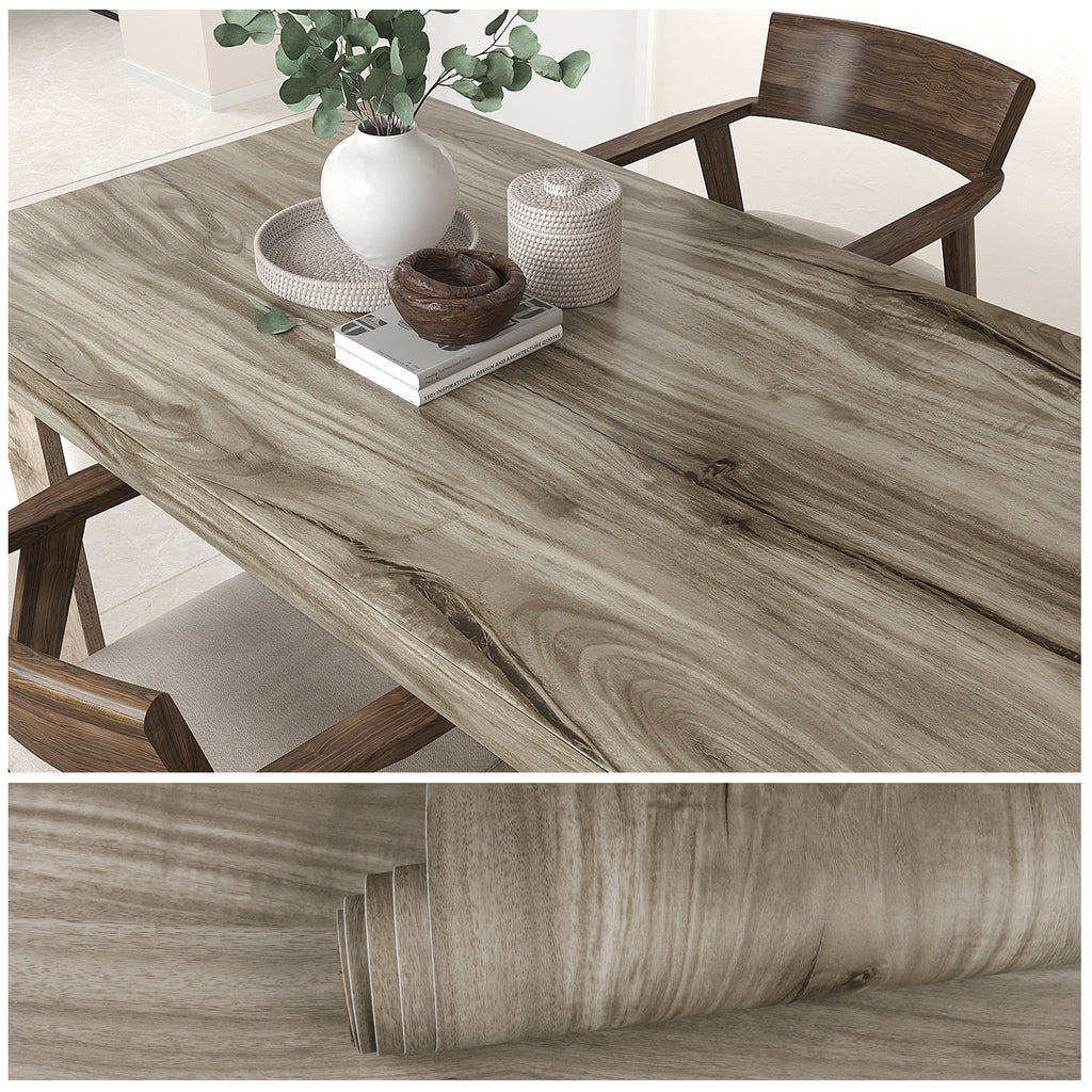 VEELIKE Grey Washed Wood Contact Paper