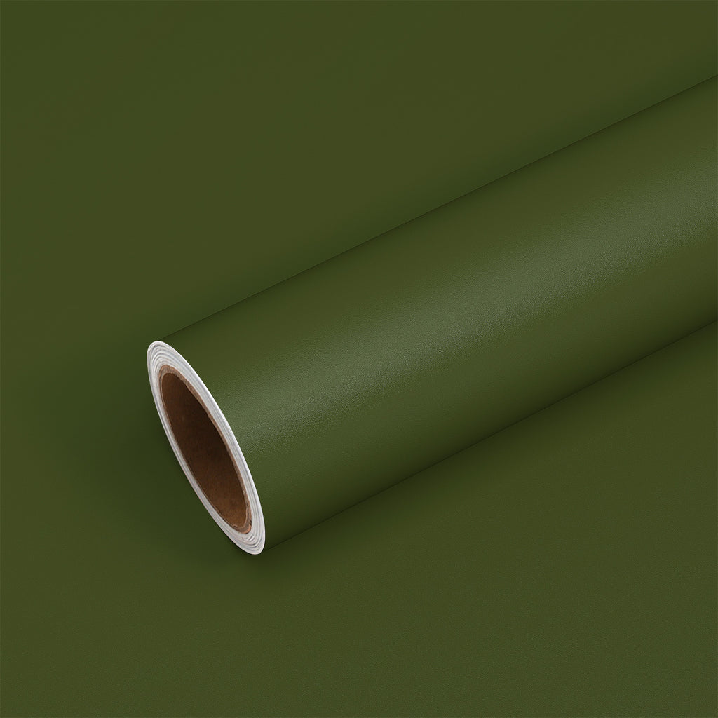 VEELIKE Thickened Olive Green Wallpaper