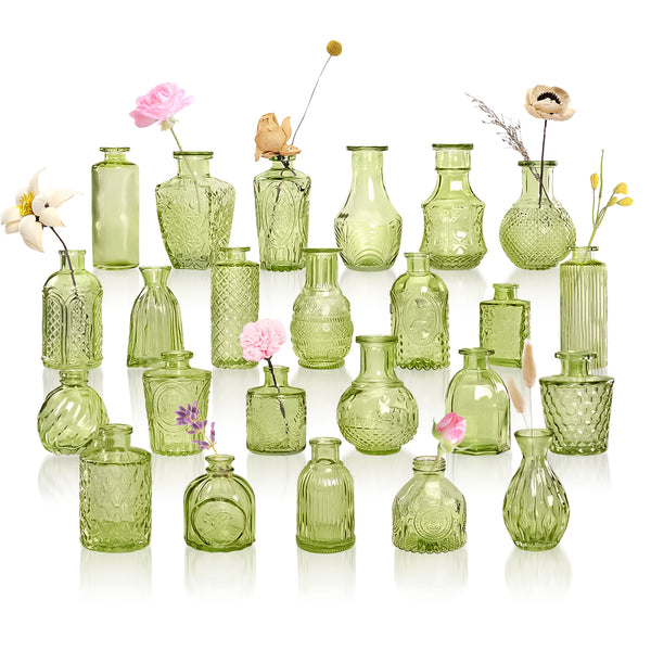 GarDream Green Small Glass Bud Vases