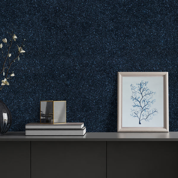 VEELIKE Black Blue Glitter Wallpaper