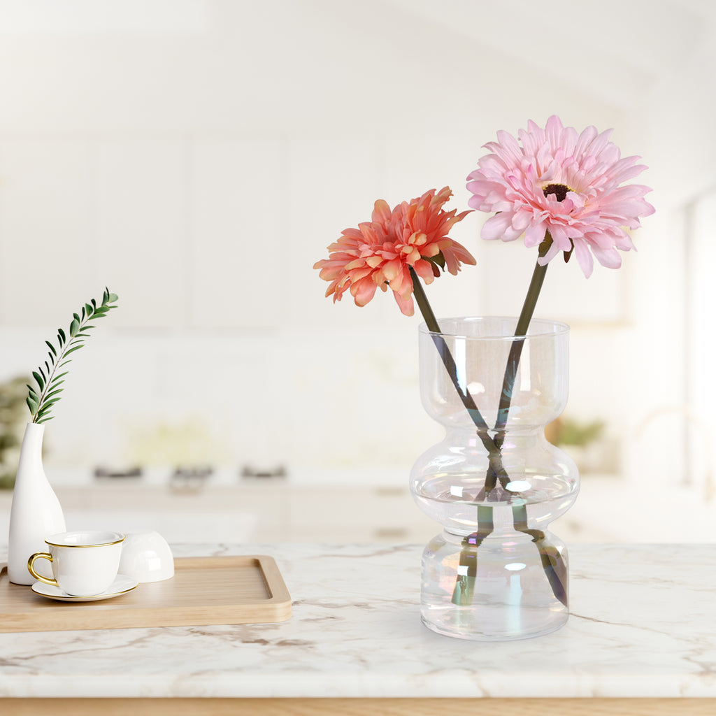 GarDream Iridescent Glass Vase, 7 Inch Tall