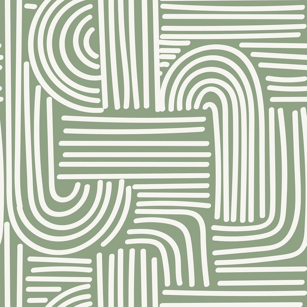 VEELIKE Sage Green Geometric Wallpaper