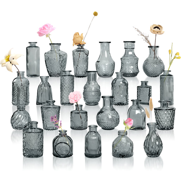 GarDream Grey Small Glass Bud Vases