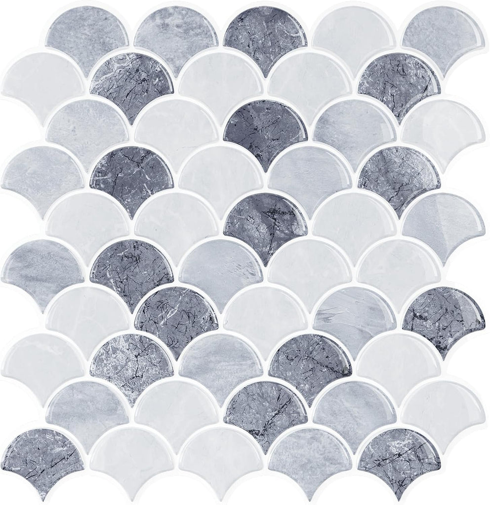 VEELIKE Grey Fish Scale Backsplash Tile