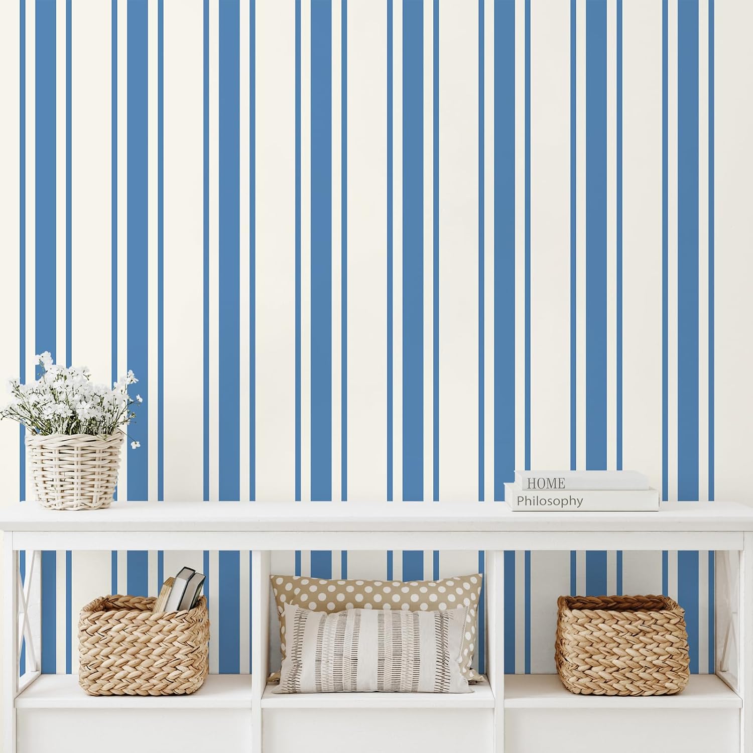 VEELIKE Modern Blue and White Stripes Wallpaper – Veelike