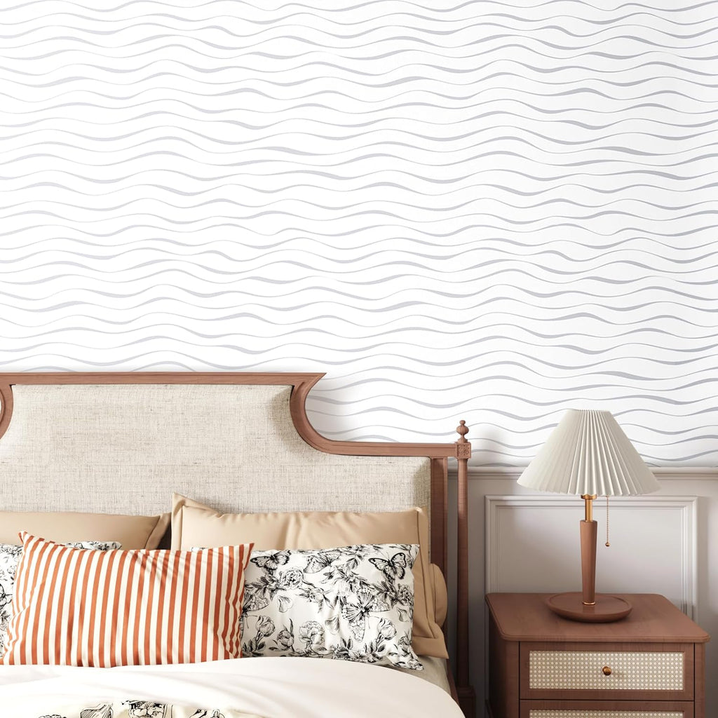 CRE8TIVE Grey and White Wave Wallpaper Veelike