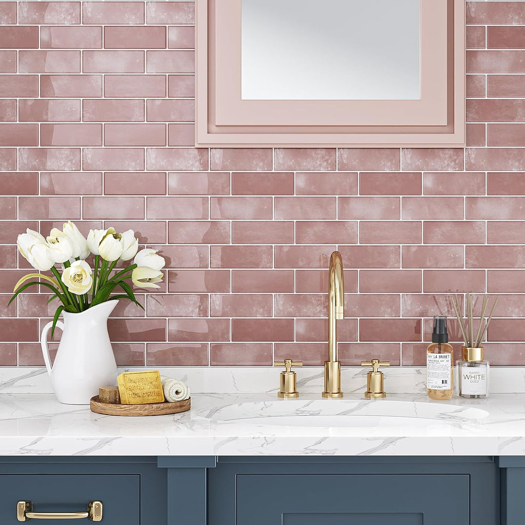 Revoir Paris Atelier Vieux Rose Glossy 6,2x25 cm | Roze Wandtegel - Tegelfabriek Nederland