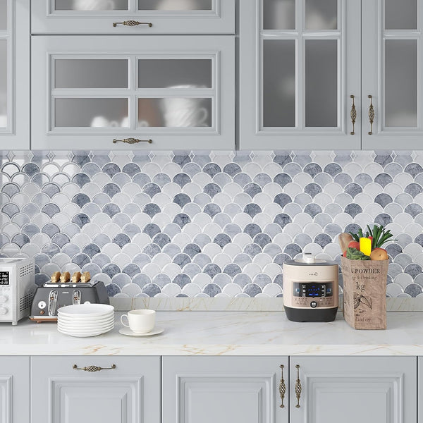 VEELIKE Grey Fish Scale Backsplash Tile