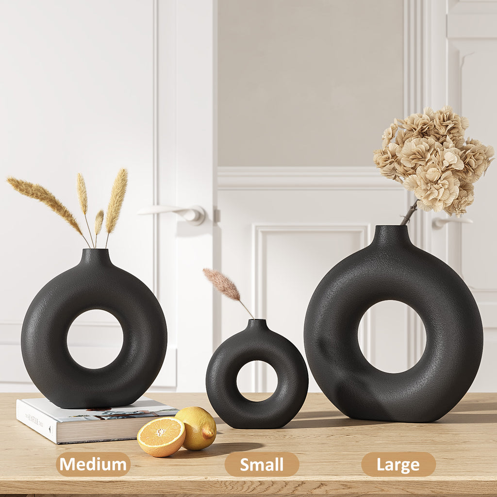 Minimalist Black Donut Vase