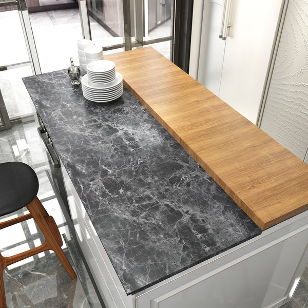 VEELIKE Matte Black Marble Contact Paper Extra Thick