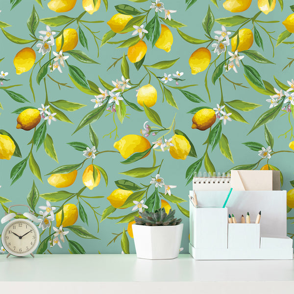VEELIKE Green Lemon Fruits Wallpaper