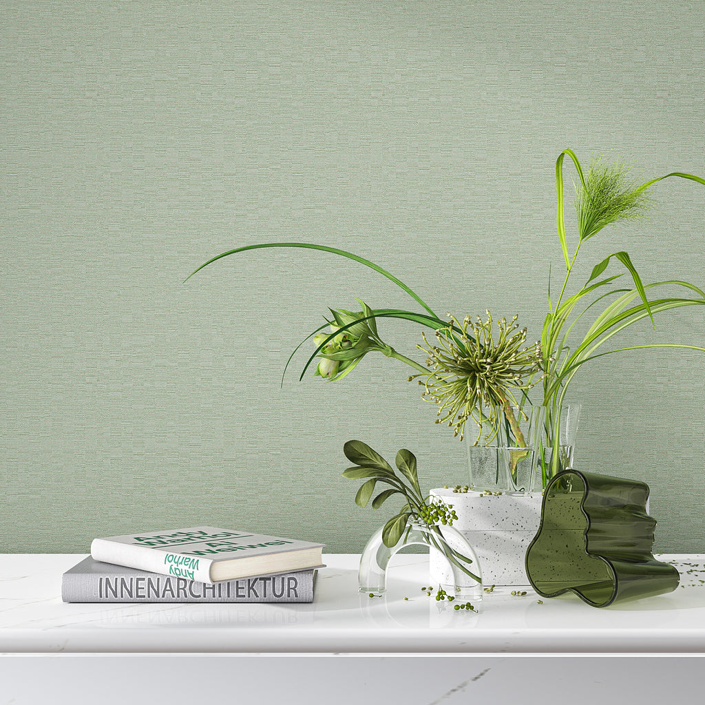 VEELIKE Sage Green Grasscloth Wallpaper – Veelike