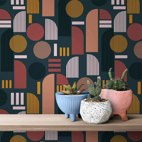 VEELIKE Dark Geometric Peel and Stick Wallpaper