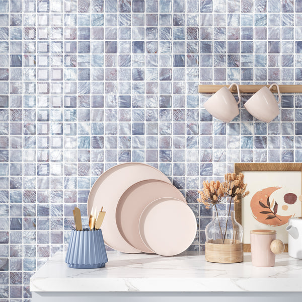 VEELIKE Pearl Purple Peel and Stick Mosaic Tile for Backsplash