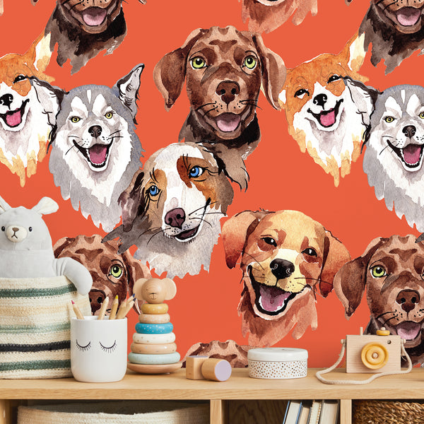 VEELIKE Cool Dog Orange Peel and Stick Wallpaper