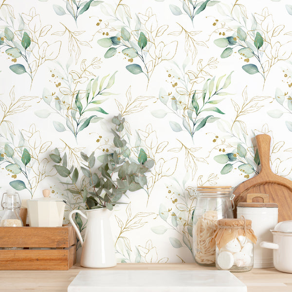 VEELIKE Boho Eucalyptus Wallpaper