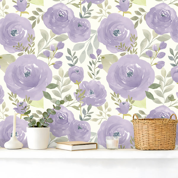 VEELIKE Soft Lavender Purple Peony Wallpaper