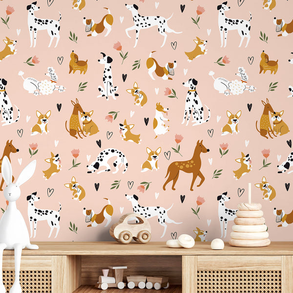 VEELIKE Pink Fun Dog Wallpaper