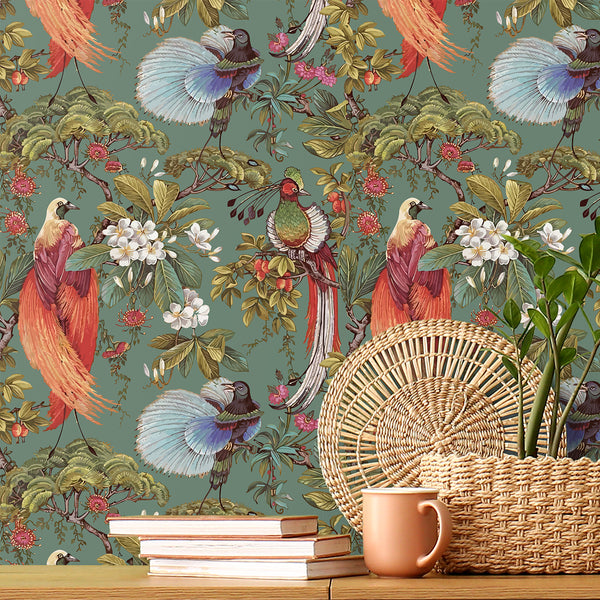 VEELIKE Oriental Bird Peel and Stick Wallpaper