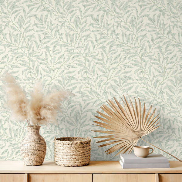 VEELIKE Vintage Green Willow Boughs Wallpaper